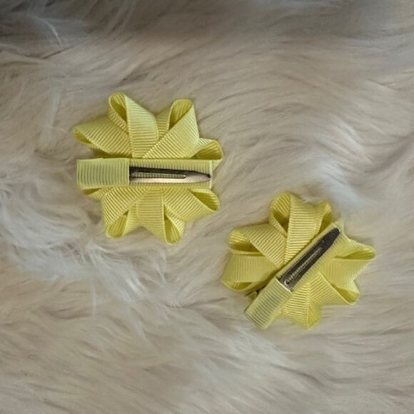 SET of 3" Pale Yellow Ribbon Flower Bows - Picture 2 of 2